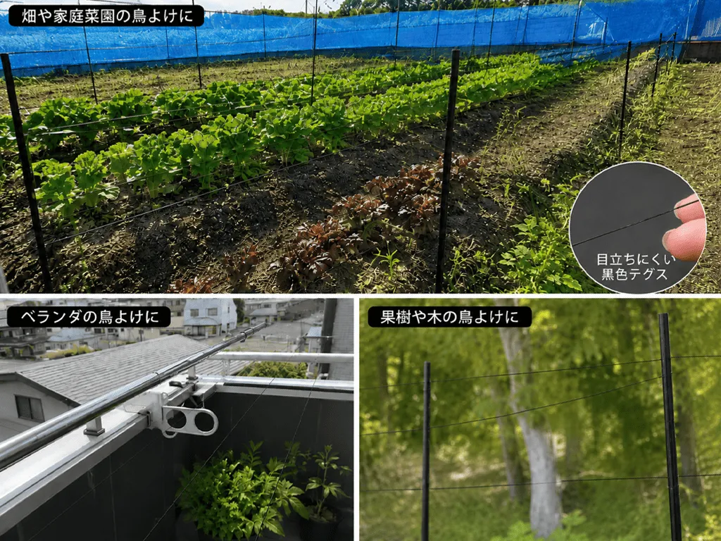 鳥よけ用黒テグス・黒ナイロン糸 3号・500m|釣り糸タイプ・防鳥ネット固定にも - 画像 (2)