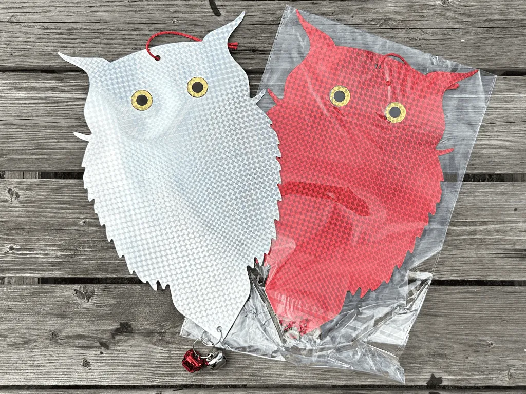 鳥よけフクロウ反射板 2枚セット|鈴付き・吊り下げ式