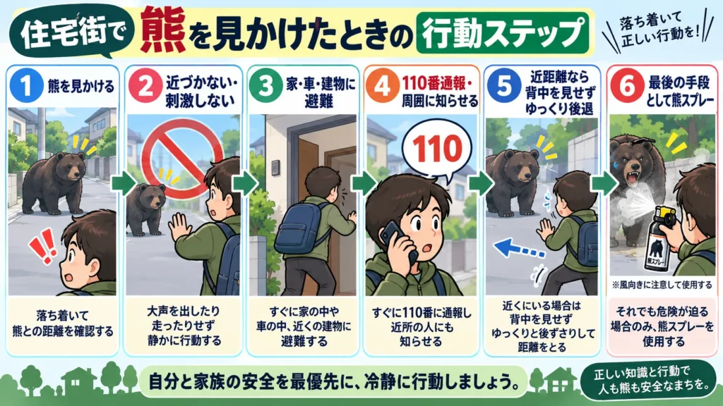 熊を見かけた時の行動フロー