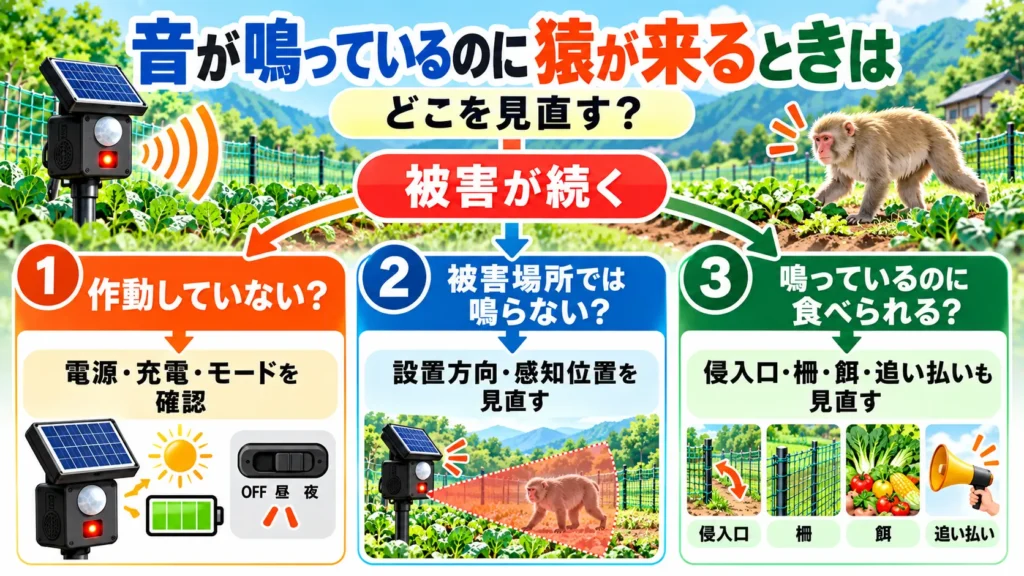 センサーアラームがきいてないときはどうする