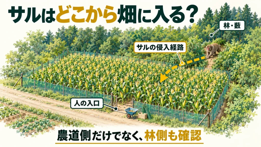 サルはどこから入るのか？